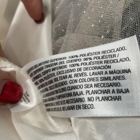 Sparkly Sequin Strapped Dress Cream and Silver - Picture 9 of 9